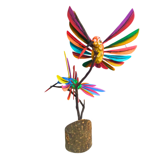 Alebrije Dos Colibríes sobre Rama